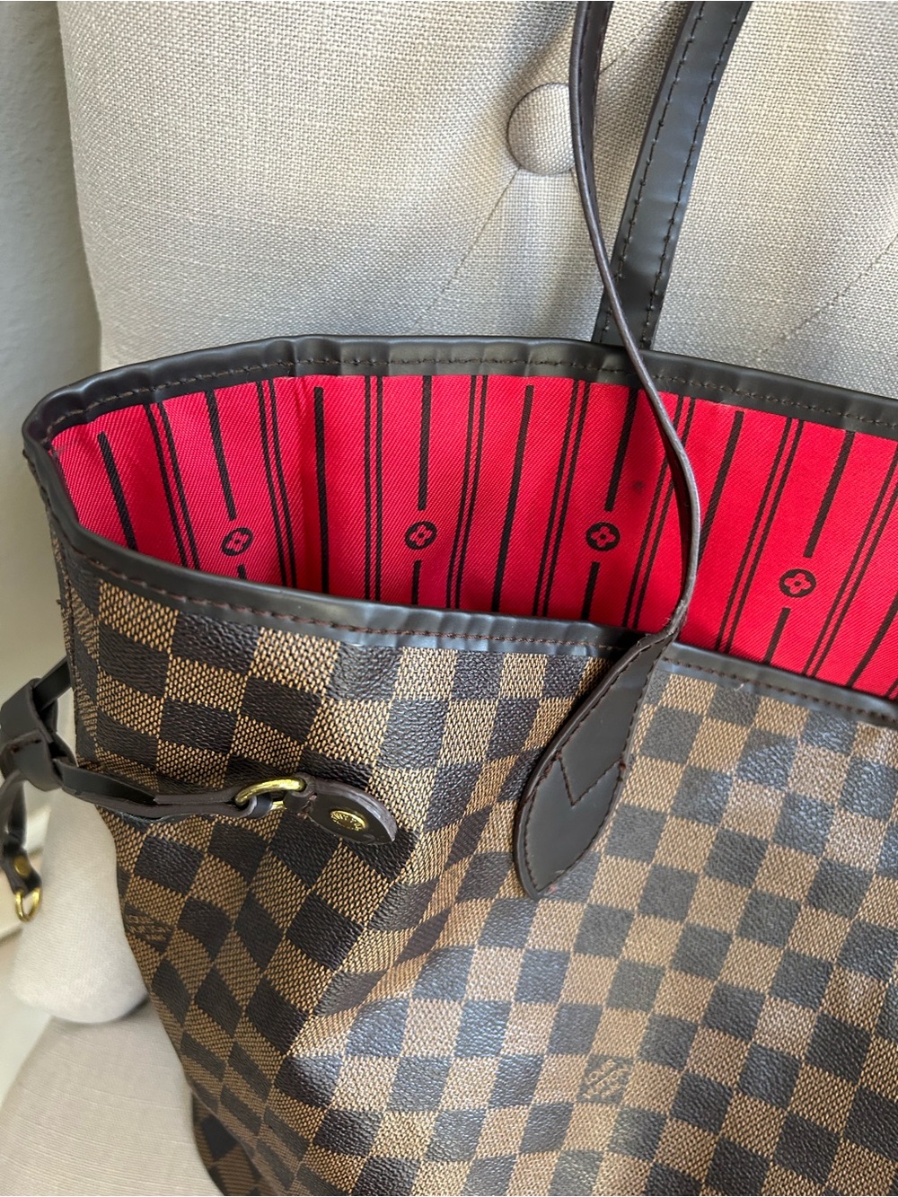 Brown Checkered Tote Bag - Picture 12 of 15